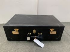 Asprey Black Leather Suitcase with Brass Details