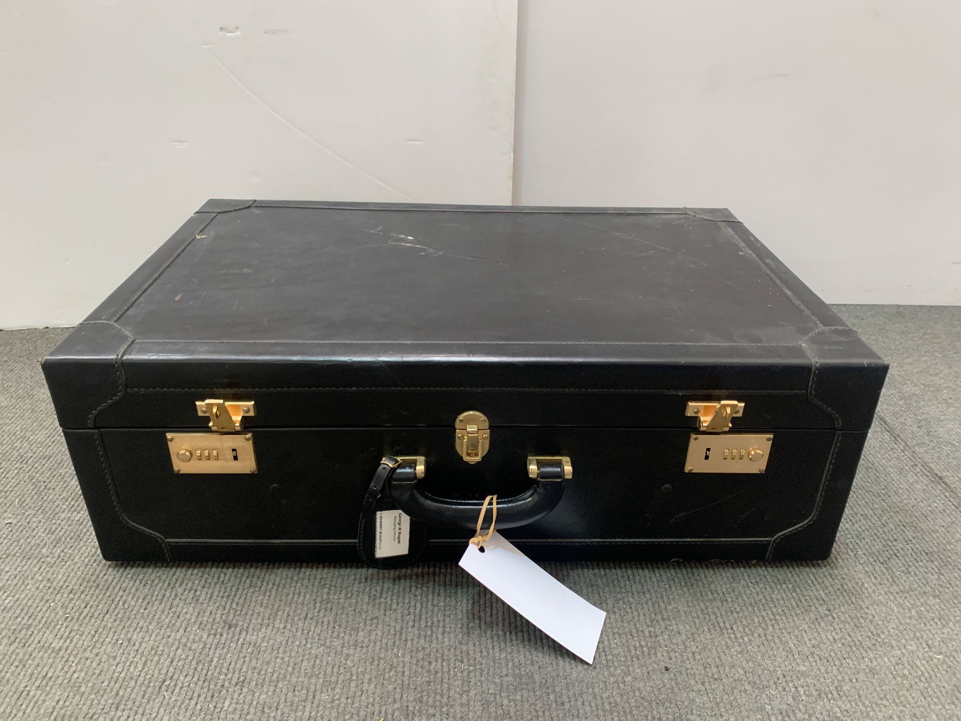 Asprey Black Leather Suitcase with Brass Details