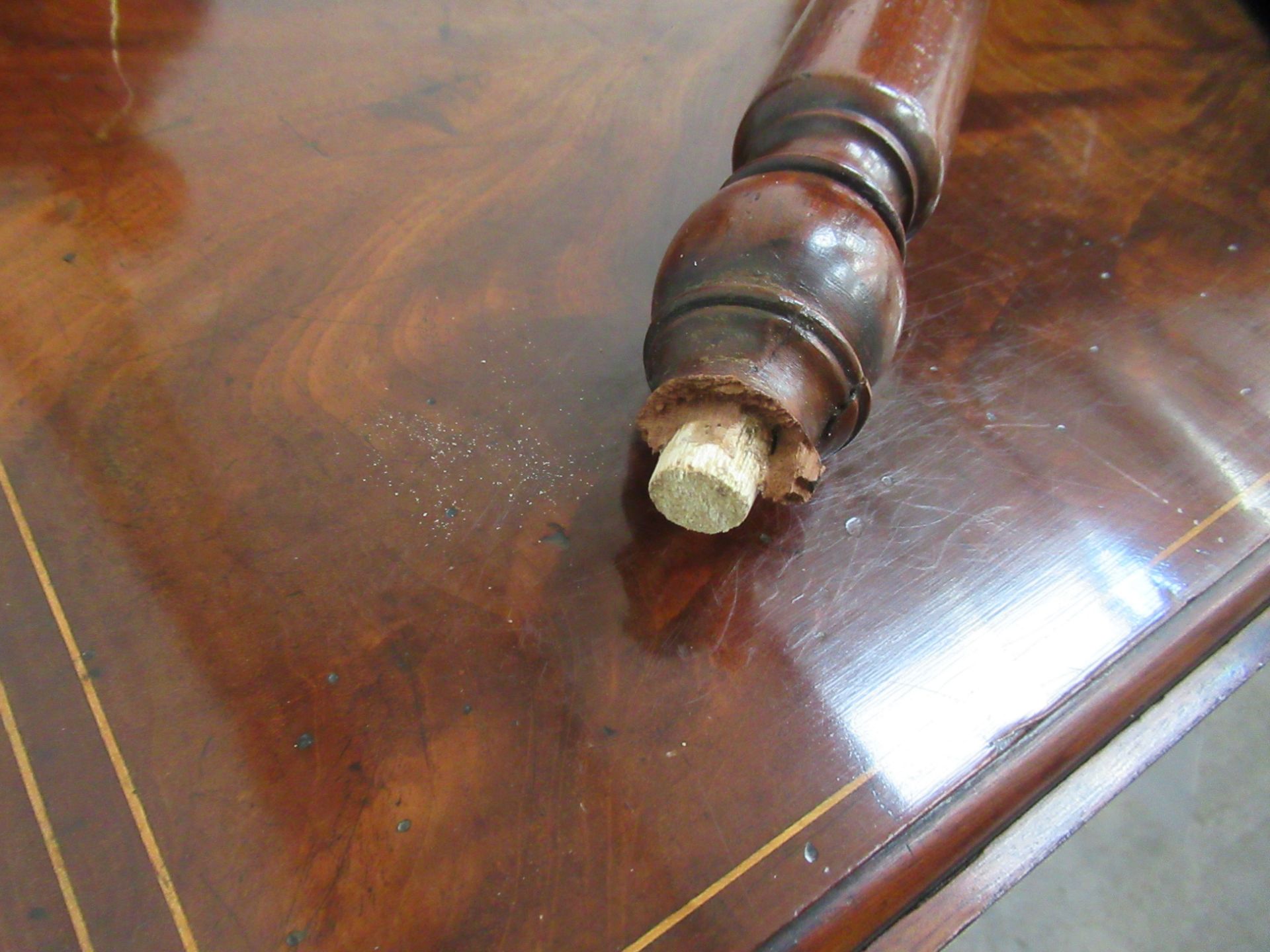 Mahogany Two Drawer Pembroke Table - Damaged Leg - Image 7 of 7