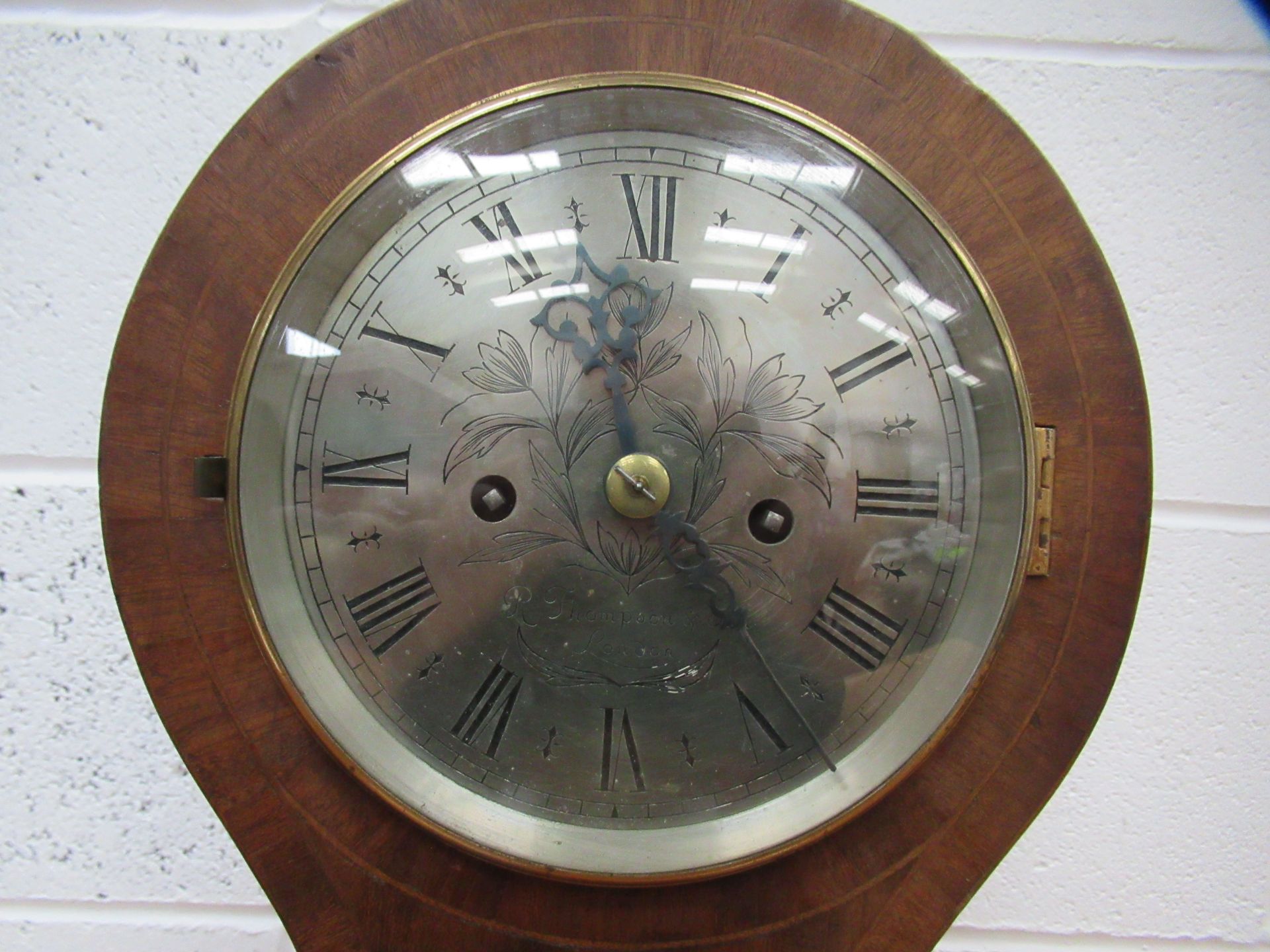 Wooden Balloon Clock with 'R Thompson & Son-London' Engraved to Clock Face - Image 3 of 6