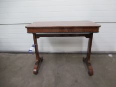Burr Yew Hallway Table with Beading Detail on Castor Wheels