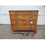 Oak Chest of Four Drawers - Damaged (see photos)