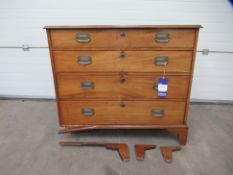 Oak Chest of Four Drawers - Damaged (see photos)