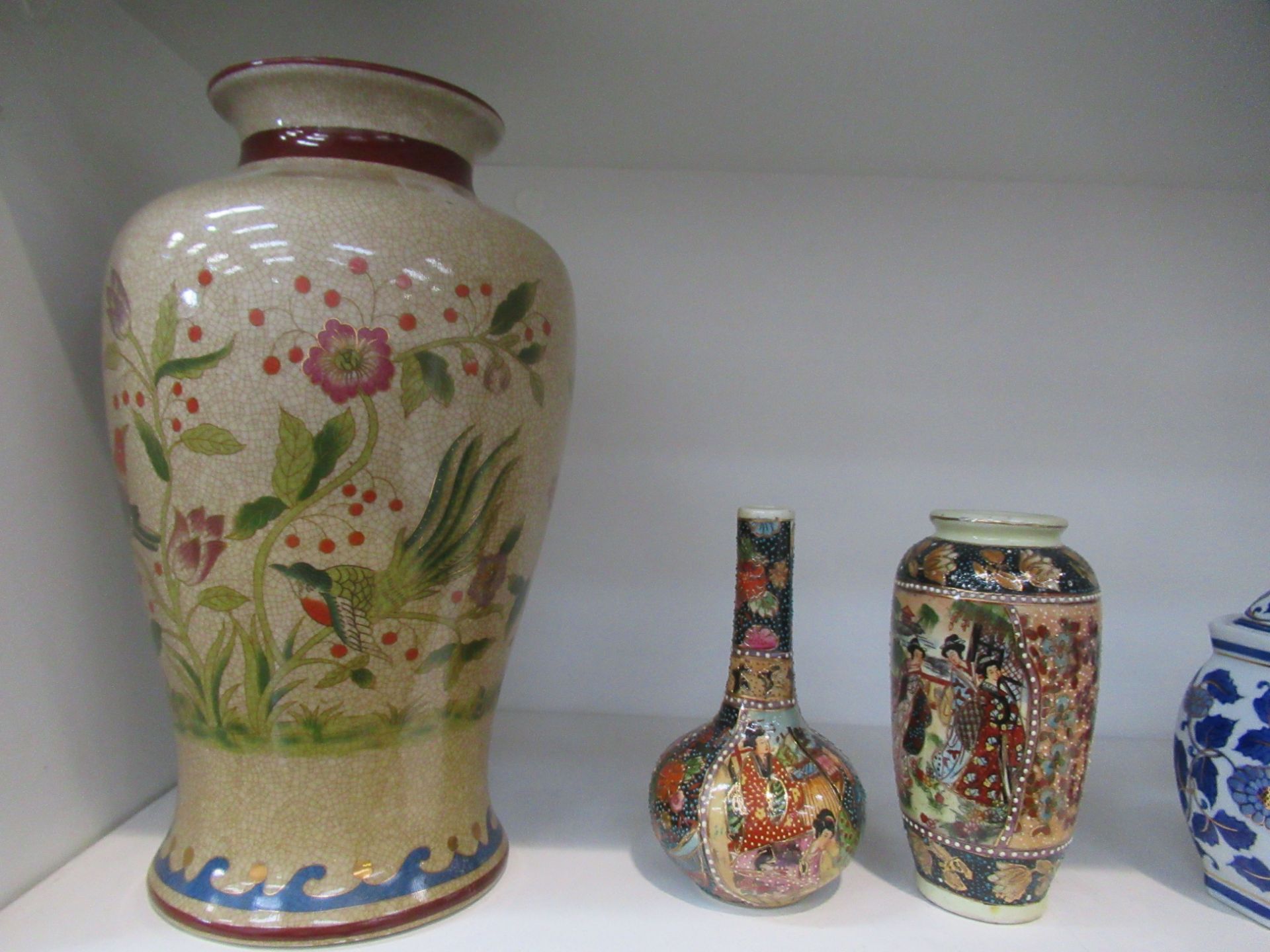 Shelf of Various Porcelain Items including a Vase with painted birds. - Image 3 of 9