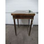 (Labelled 19th Century) Mahogany Envelope Card Table - Damaged Leg