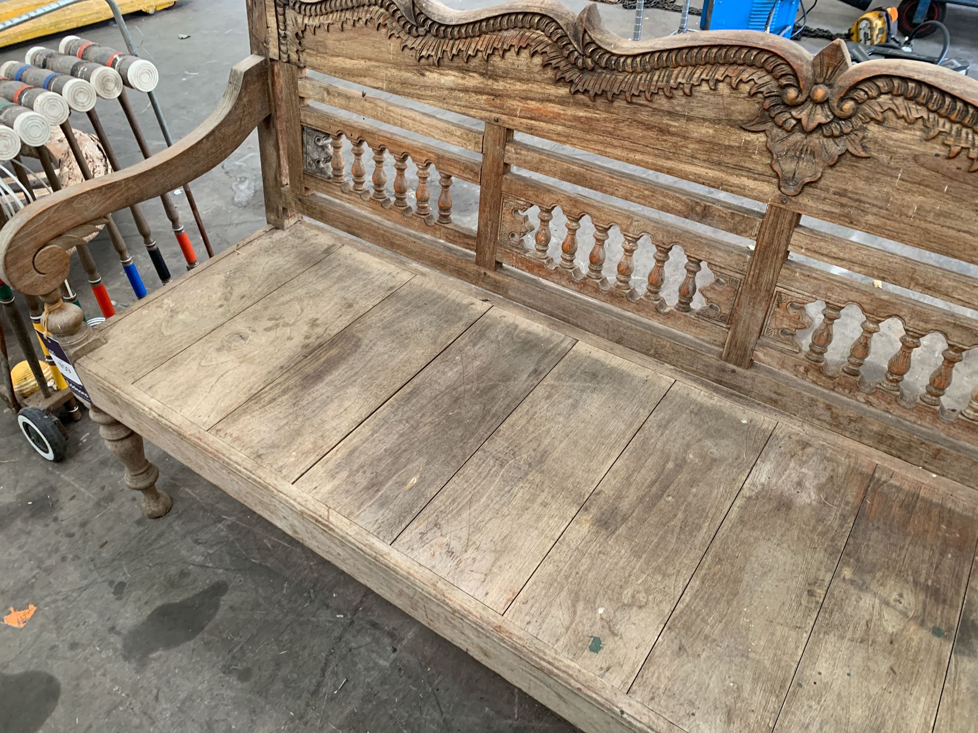 Carved Wooden Bench - Image 3 of 3