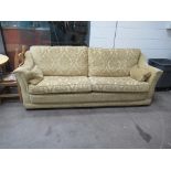 Golden Coloured Baroque Upholstered Three Seater Sofa