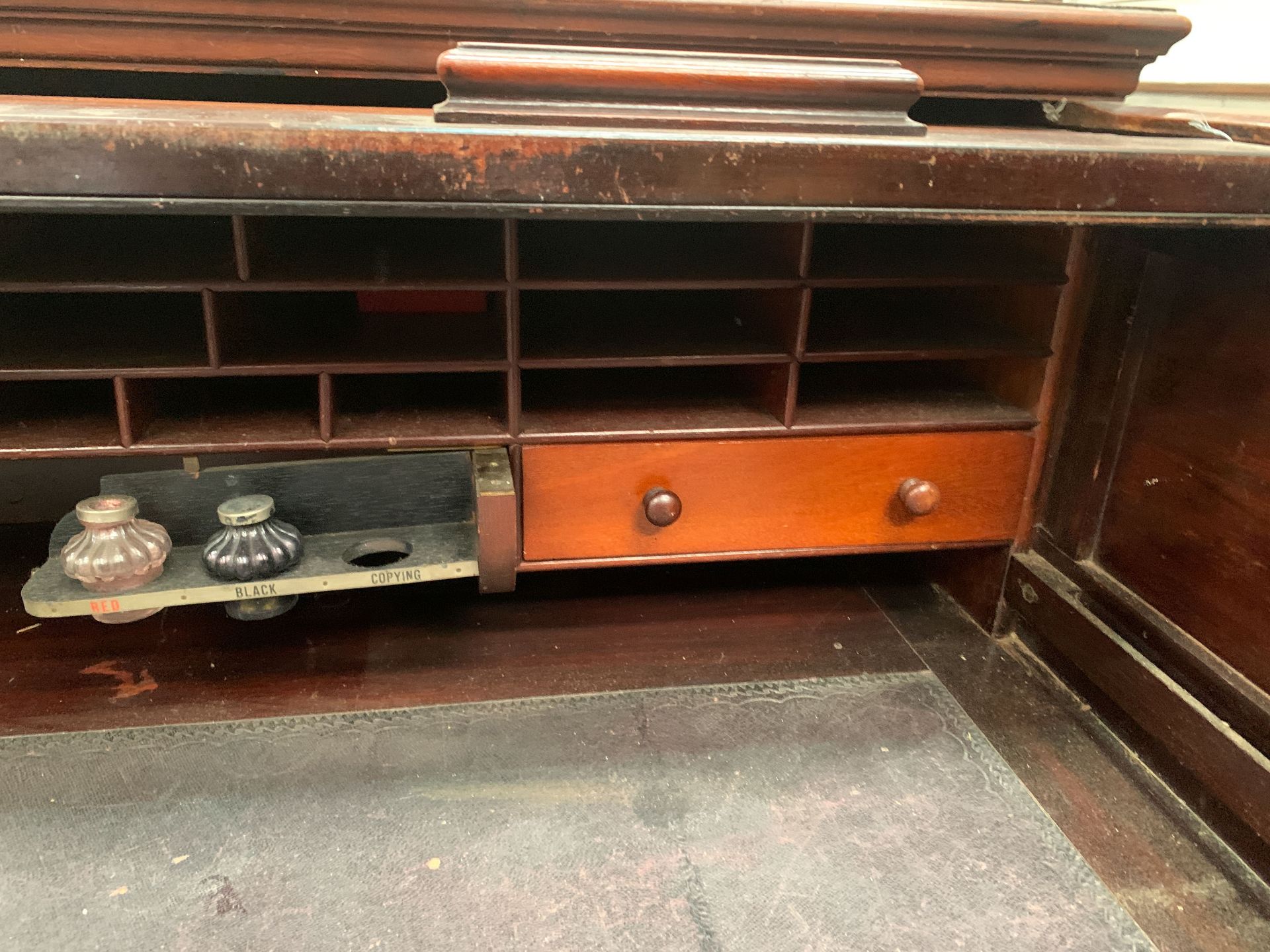 Mahogany Roll Top Twin Pedestal Inlaid Desk - Image 8 of 8