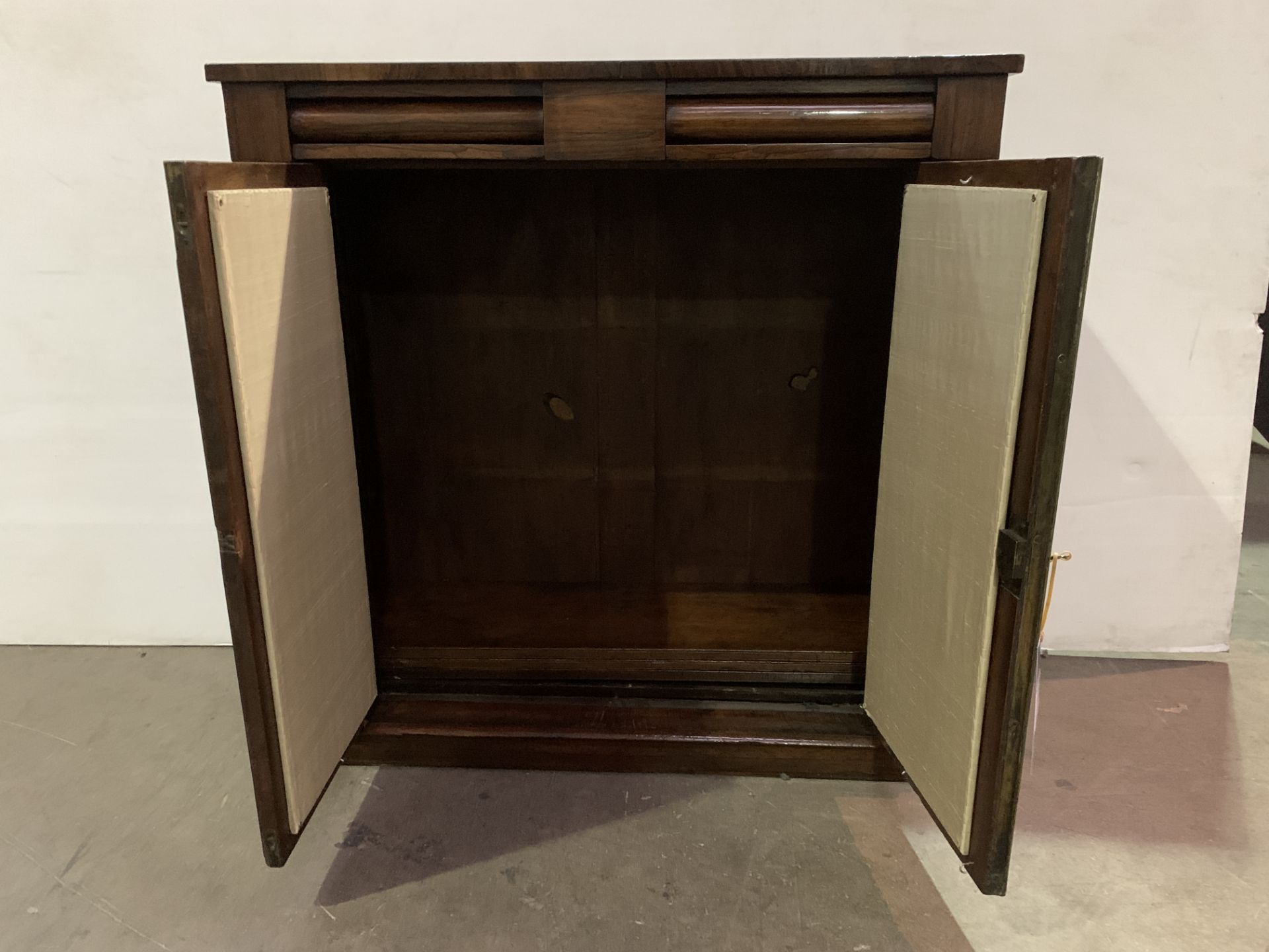 Mahogany and Silk Chiffonier with 2 Drawers and Brass Mouldings - Image 4 of 4