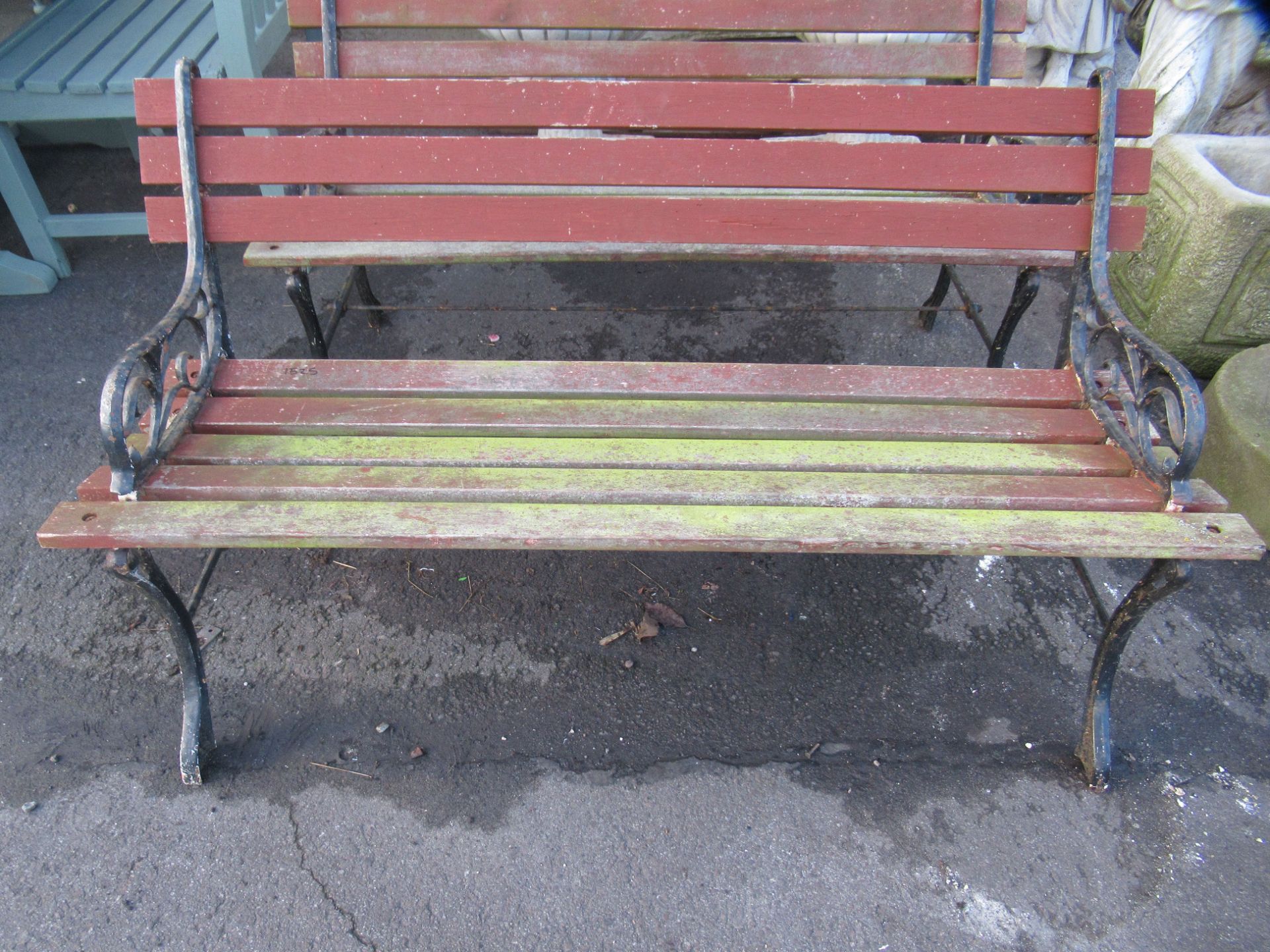 2 x Metal Framed Slatted Benches - Image 2 of 3