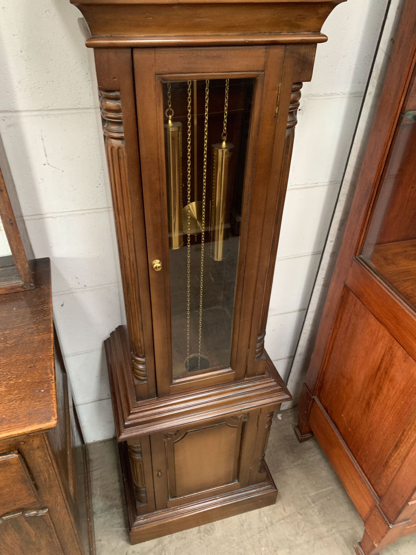 Mahogany Grandfather Clock with Ornate Face Featuring Roman Numerals - Image 4 of 4