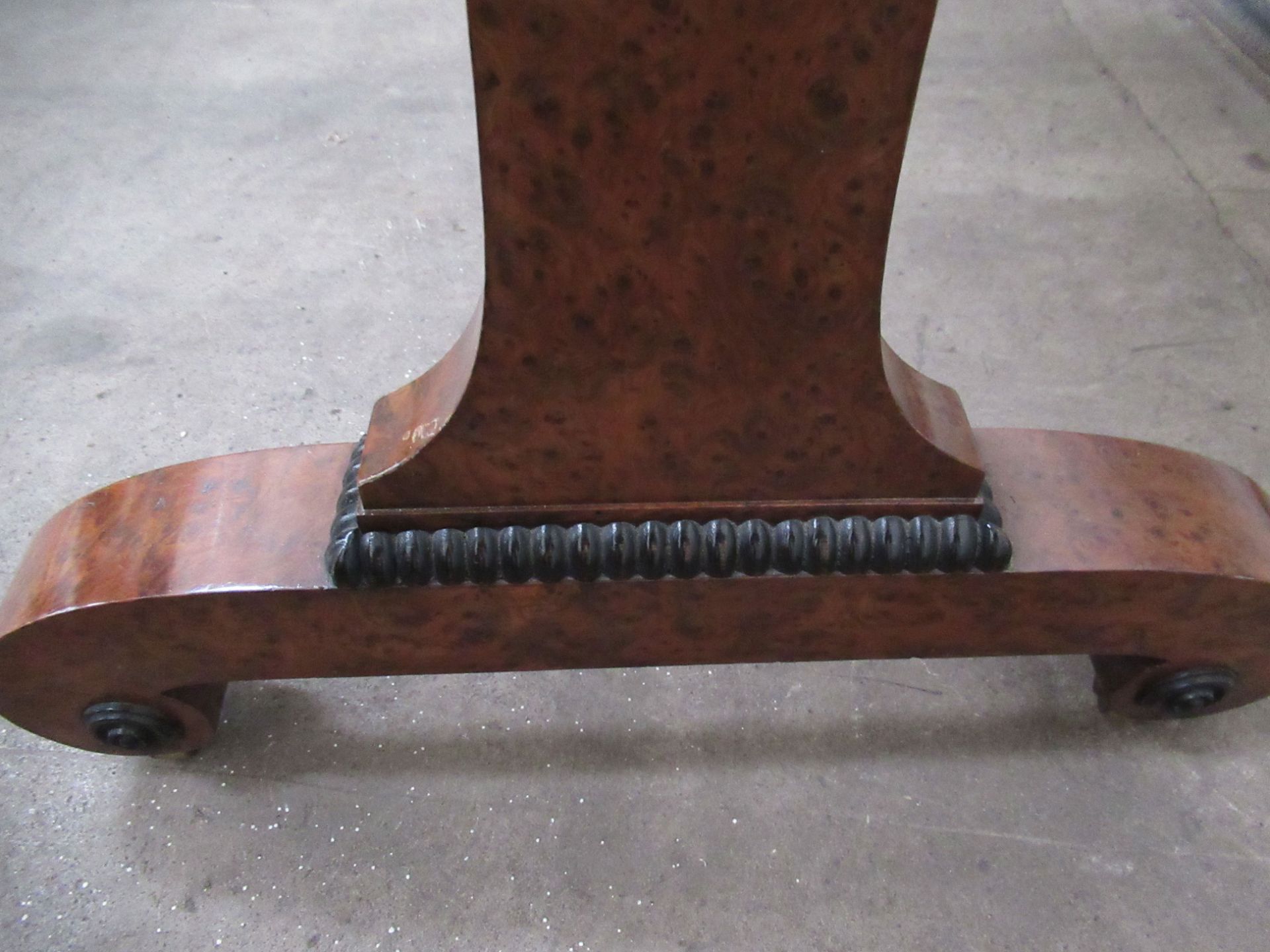 Burr Walnut Hallway Table with Beading Detail on Castor Wheels - Image 4 of 5