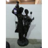 Resin Floor Standing Lamp Depicting Two Women