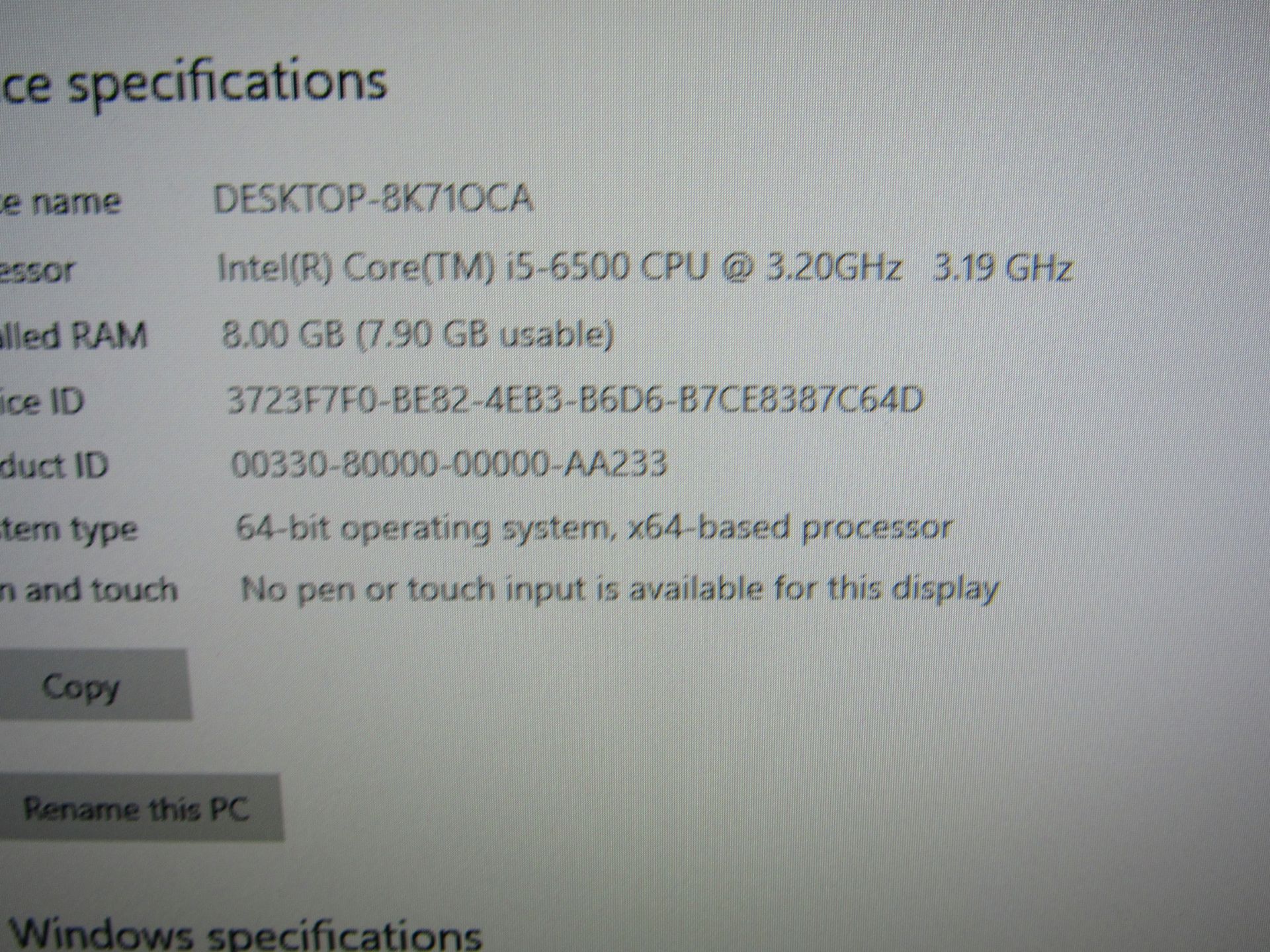 HP Prodesk 400 G3 SFF Business PC Intel Core i5-6500 8GB Ram, 222GB HDD, Windows 10 - Image 3 of 3