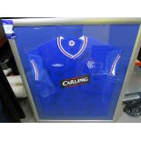 Signed framed Rangers football shirt