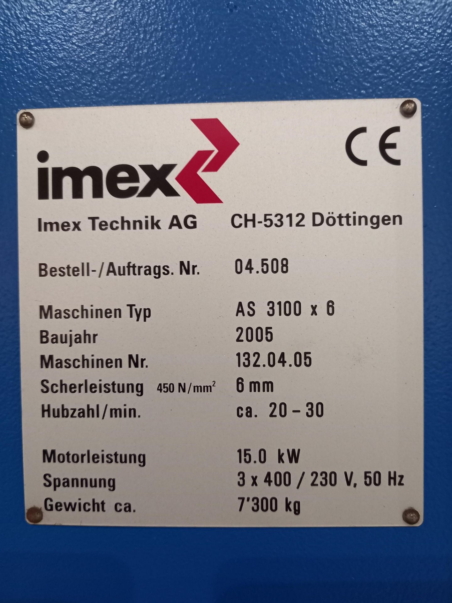 2005 Imex AS3100 x 6 Shear - Image 2 of 9