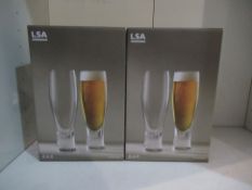 2x Sets of Boxed LSA Bar Lager Glasses