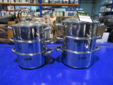 A Selection of Judge Stainless Steel 3-Tier Steamers - unboxed