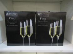 2x Boxed Sets of 6 Maxwell Williams Flute Glasses