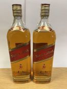 2x Bottles of Johnnie Walker 'Red Label' Old Scotch Whisky 100cl 40%