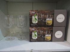 2x Boxed Sets LSA Borough of Bar Tumbler Glasses Along with 4x Unboxed LSA Large Red Wine Glasses
