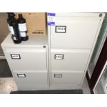 1 x 2 Drawer, and 1 x 3 Drawer metal filing cabinets