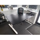 Single person curved workstation, with operator’s chair (Phone and computer not included)