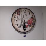 Paris themed wall clock