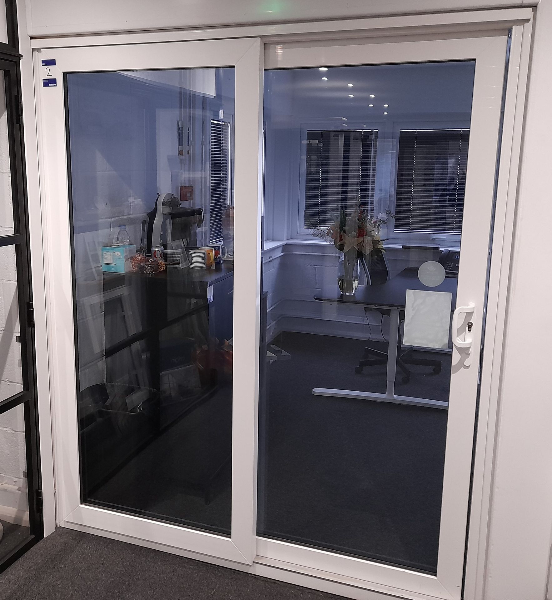 White glazed Kommerling patio sliding door (Approx. 1800 x 2100mm) (Please note, item is fitted as