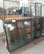 Approximately 18 x assorted glass panes, as lotted, to wooden A-Frame (Excluding 1 x panel,