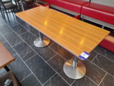 Rectangular wooden topped with 2 x chrome stand table (Approx. 1500mm x 600mm)