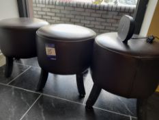 3 x Brown leather bar stools