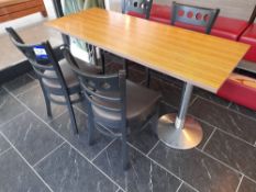 Wooden topped with 2 x chrome stand table (Approx. 1500mm x 600mm), with 4 x leather effect