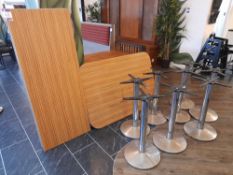 4 x Assorted wooden tables, with 8 x chrome stands