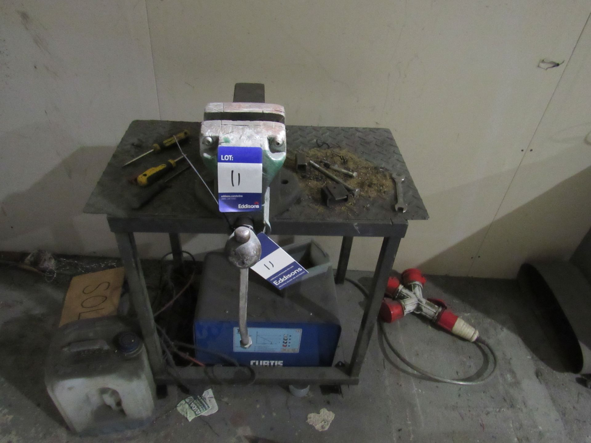 Steel workbench with engineers vice