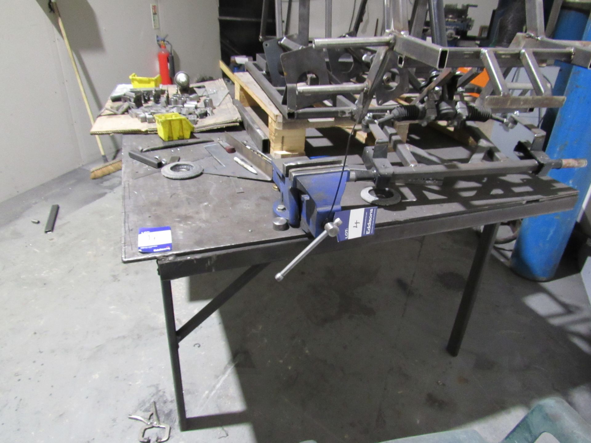 Inhouse manufactured steel workbench with Clarke vice; Measurements: 1500mm x 1200 - Image 2 of 2