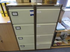 2 x Two tone 4 drawer filing cabinets