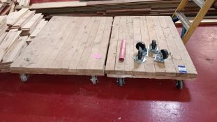 2 x Wooden constructed warehouse dollies 1,300 x 980