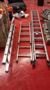 3 x Various aluminium extendable ladders