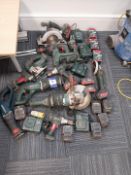 Various metabo power tools, batteries and chargers