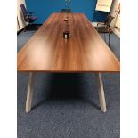 2 piece darkwood effect boardroom table with inbui
