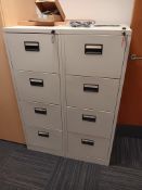 2 x 4 drawer filing cabinets with keys (contents n