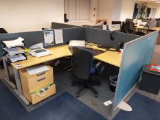 4 x curved office desks 1600mm(w) x 1200mm(d), 4 x