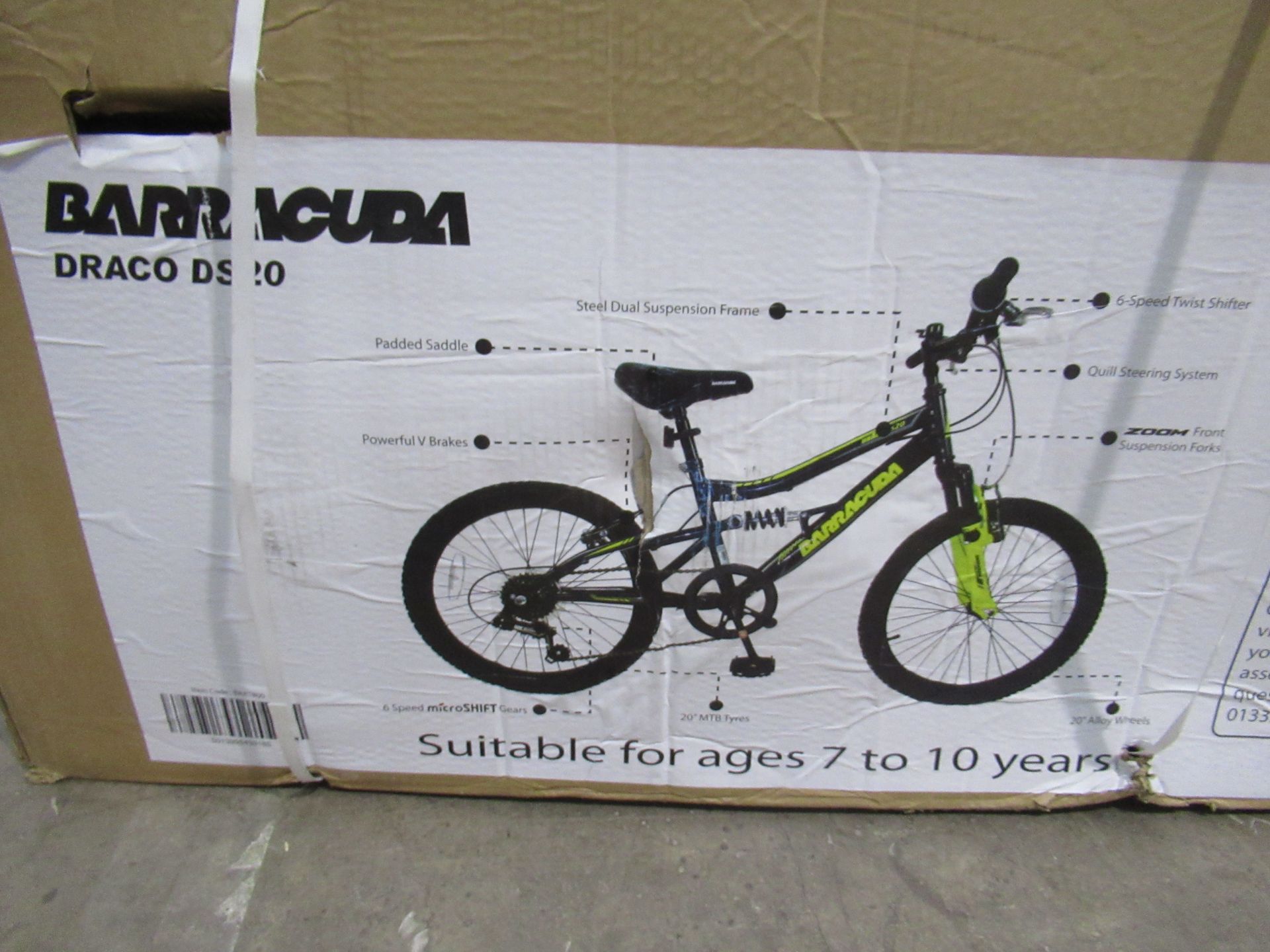 Barracuda Draco DS20 Dual Suspension 20" Boys Mountain Bike - BAR1800 - (Unused – Damaged Box) - Image 4 of 4