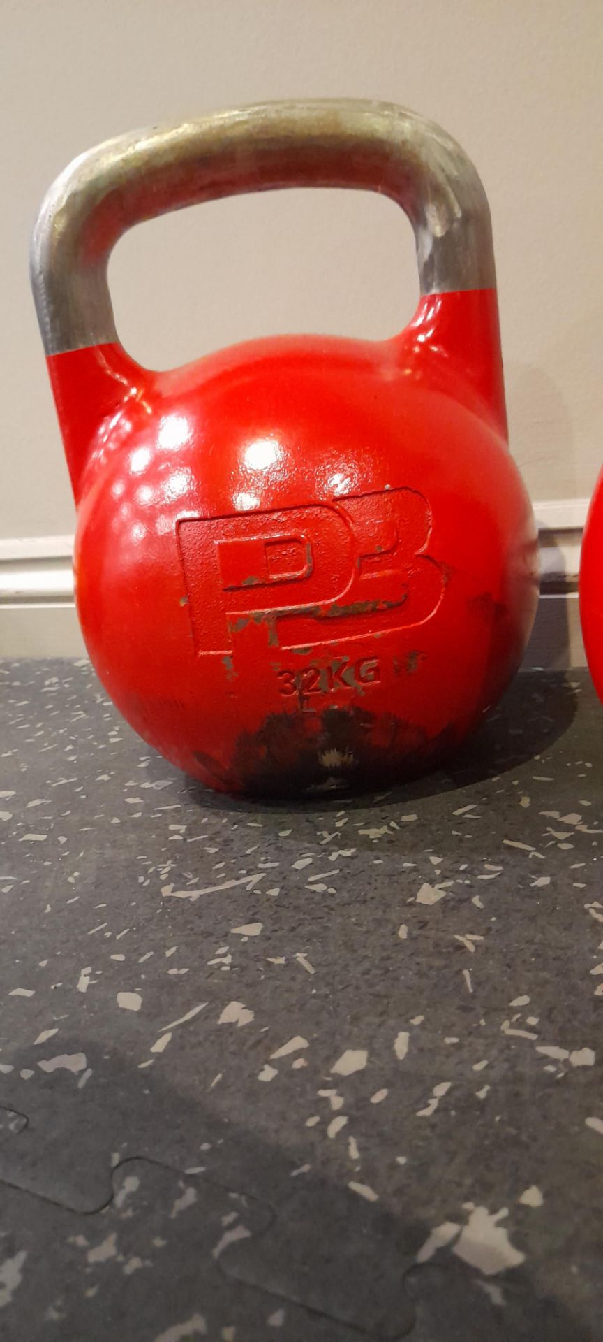 6x Pairs of PB kettle bells 8kg, 16kg, 20kg, 24kg, 28kg & 32kg – Located in Basement