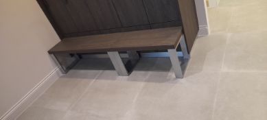 2x Steel Legged Wooden effect benches of various length as per picture (ladies changing room)