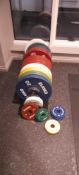 Quantity of Eleiko barbell weights to floor rack – Located in Basement