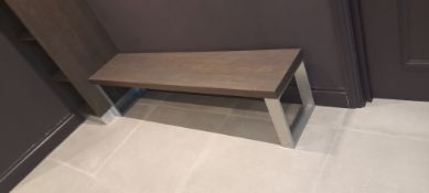 3x Large Steel Legged Wooden effect benches of various length and width as per picture (ladies