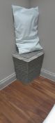 5 tier shelving unit and wicker basket