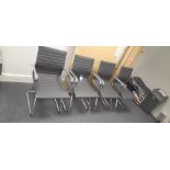 4 x Charles Eames Replica Style Grey Ribbed Leather Cantilever Boardroom Chairs (Located on the